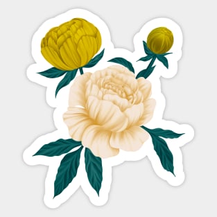 Yellow and Cream Peonies Sticker